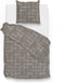 Zohome Dekbedovertrek Zale - Bedlinnen met Ruiten print - 140x220 - Taupe - Dekbedhoes van 100% Katoen