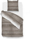 Zohome Dekbedovertrek Zen - Bedlinnen met Strepen print - 140x220 - Taupe - Dekbedhoes van 100% Katoen