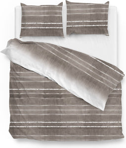 Zohome Dekbedovertrek Zen - Bedlinnen met Strepen print - 240x220 - Taupe - Dekbedhoes van 100% Katoen