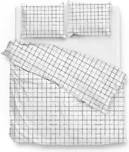 Zohome Delon Dekbedovertrek - Lits-jumeaux - Katoensatijn - 240x200-220cm - Off-White