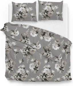 Zohome Ella Dekbedovertrek - Tweepersoons - Flanel - 200x200-220cm - Grijs