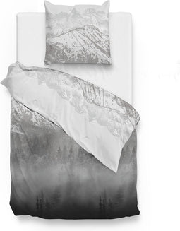 Zohome Entia Dekbedovertrek - Eenpersoons - Flanel - 140x200-220cm - Grijs