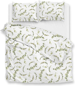 Zohome Eucalia Dekbedovertrek - 100% Katoen-Satijn - 200x220-NL-BE - Wit