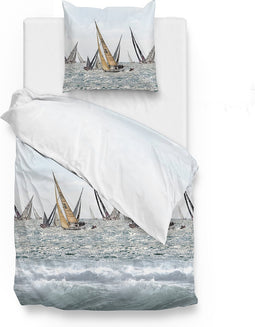 Zohome Kacie Dekbedovertrek - Eenpersoons - Katoensatijn - 140x200-220cm - Blauw