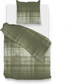 Zohome Marley Dekbedovertrek - Eenpersoons - Flanel - 140x200-220cm - Groen