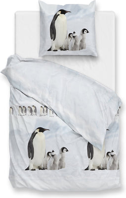 Zohome Pingu Dekbedovertrek - Eenpersoons - Flanel - 140x200-220cm - Wit