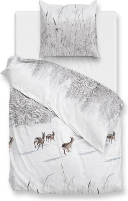 Zohome Snowy Dekbedovertrek - Eenpersoons - Flanel - 140x200-220cm - Wit
