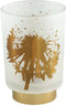 PTMD Besh Rond Windlicht - H15 x Ø10 cm - LED - Glas - Wit/Goud