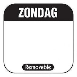 ZONDAG - Daglabel beschrijfbaar afm. 25x25mm 1000 stuks etiket ZONDAG