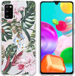 iMoshion Hoesje Geschikt voor Samsung Galaxy A41 Hoesje Siliconen - iMoshion Design hoesje - Groen / Roze / Tropical Jungle
