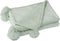 J-Line Plaid Pompom - fleece deken - polyester - licht groen - 170 x 130 cm - woonaccessoires