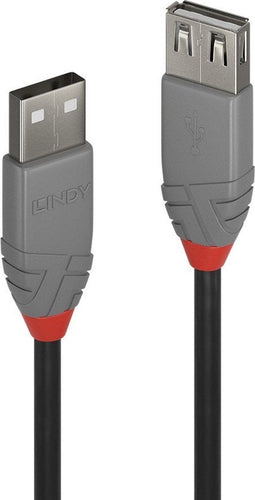 Lindy 36704 - USB-kabel 2.0 - 3.00 m - Zwart Grijs