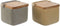 Zoutvaatje met deksel Home ESPRIT Beige Grijs Natuurlijk Bamboe Dolomite 15 x 12 x 11 cm (2 Stuks)
