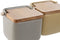 Zoutvaatje met deksel Home ESPRIT Beige Grijs Natuurlijk Bamboe Dolomite 15 x 12 x 11 cm (2 Stuks)
