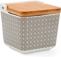 Zoutvaatje met deksel Quid Tu Y Yo Driehoek Keramisch Grijs 12 x 12 cm