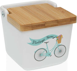 Zoutvaatje met deksel Versa Fiets Keramisch 8,8 x 8,5 x 8,8 cm