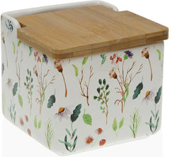 Zoutvaatje met deksel Versa Sansa Blommor 12,2 x 11,5 x 12,2 cm Keramisch