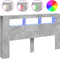 Hoofdeinde met LED 180x18,5x103,5 cm bewerkt hout betongrijs