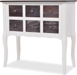 vidaXL - Wandkast - met - 6 - lades - hout - bruin - en - wit