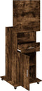 vidaXL - Lessenaar - met - wielen - en - lade - 55x55x107 - cm - hout - gerookt - eiken