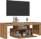 vidaXL - Tv-meubel - met - LED - 120x36,5x40 - cm - bewerkt - hout - artisanaal - eiken