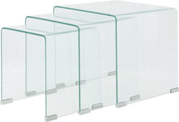 vidaXL - Bijzettafel - set - 3-dlg - transparant - gehard - glas