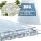 tectake® Set van 10 Dubbelwandige Polycarbonaat Platen - UV-Bestendig Lichtdoorlatend - 121 x 60,5 cm - 4 mm dik (10 stuks)