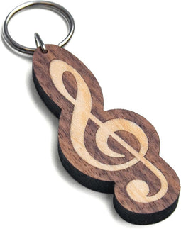 Berben Design Sleutelhanger G-Sleutel - Noten/Esdoorn - 6 x 1.5 x 0.6cm