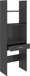 vidaXL - Boekenkast - 60x35x180 - cm - bewerkt - hout - hoogglans - grijs
