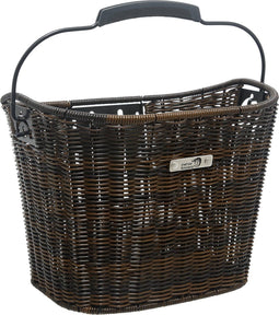 New Looxs Lombok Rotan Look Afneembare Fietsmand Stuur - 19 liter - Donker Bruin