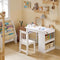 SoBuy Kinderbureau en Stoel Set - Papierrolhouder - 80 x 54 x 65,5 cm - Wit