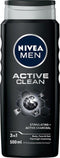 NIVEA MEN Active Clean Douchegel - 3-in-1 Shower Gel Met natuurlijk actief houtskool - Shampoo -