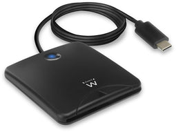 Ewent EW1055 - USB-C Smartcard ID lezer - 1 m kabel - Zwart