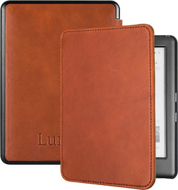 Lunso - Lederen sleepcover hoes - Geschikt voor Kobo Glo / Glo HD / Touch 2.0 (6 inch) - Cognac