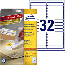 Avery - Stick&Lift Etiketten - 96 x 16,9mm - Verwijderbaar (25 vel)