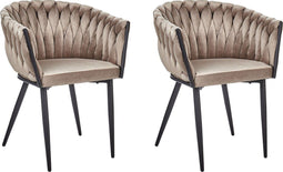 MILAN - Eetkamerstoel set van 2 - Taupe - Fluweel