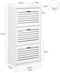 SoBuy FSR108-W - Schoenenopbergkast - 3 Planken & 2 Haken - Wit