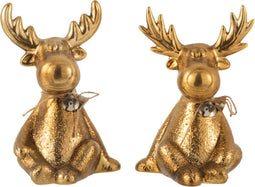 J-Line figuur Eland - polyresin - goud - small - 2 stuks
