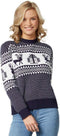 Dressforfun Winterwonderland - Kersttrui - Hertenmotief - Blauw-wit (S)
