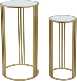 PTMD Lacu Bijzettafel - 35 x 35 x 68 cm - Ijzer - Goud - Set van 2