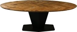 HSM Collection - Ovale eettafel Fishbone - 240x110x77 - Naturel/zwart - Eiken/metaal
