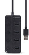 Gembird UHB-U2P4P-01 - 4-poorts USB 2.0 hub met schakelaars - Zwart
