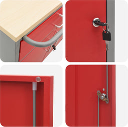 vidaXL - Gereedschapskast - met - wielen - en - slot - - - Rood - - - 75x45x85 - cm - - - Staal