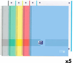 Set notitieboekjes Oxford A4+ Multicolour 120 Lakens (5 Stuks)