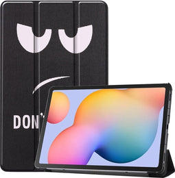 imoshion Tablet Hoes Geschikt voor Samsung Galaxy Tab S6 Lite (2024) / Tab S6 Lite (2022) / Tab S6 Lite - imoshion Design Trifold Bookcase - Zwart /Don't touch
