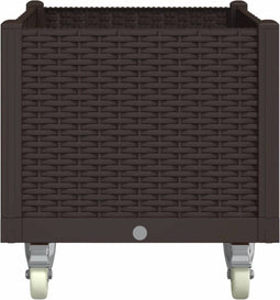 vidaXL - Plantenbak - met - wielen - 80x50x54 - cm - polypropeen - bruin