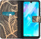 iMoshion Hoesje Geschikt voor Huawei P30 Lite Hoesje Met Pasjeshouder - iMoshion Design Softcase Bookcase - Goud / Zwart / Golden Leaves