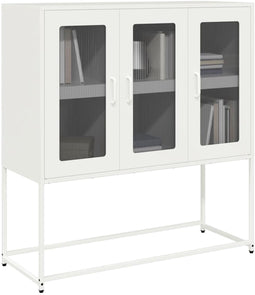 vidaXL - Dressoir - 100,5x39x107 - cm - koudgewalst - staal - wit