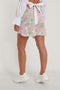 NA-KD Smocked Waist Sporty Broek - Losse pasvorm - Purple Flower - Maat EU 34