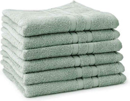 LINNICK Pure Handdoeken Set - 100% Katoen - Soft Green - 60x110cm - Per 6 Stuks